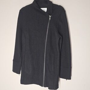 NWT Nicole Miller Wool Coat Women's Size Large Asymmetrical Zip Front Long